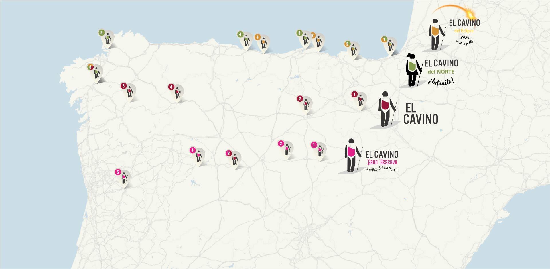 Mapa 4 rutas de Cavinos